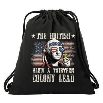The British Blew A 13 Colony Lead 4th Of July Us Flag Drawstring Bag