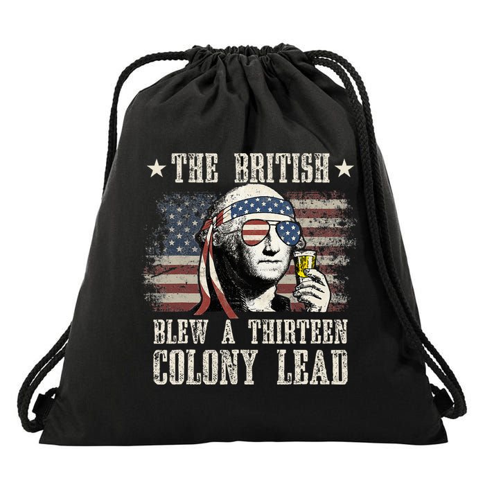 The British Blew A 13 Colony Lead 4th Of July Us Flag Drawstring Bag