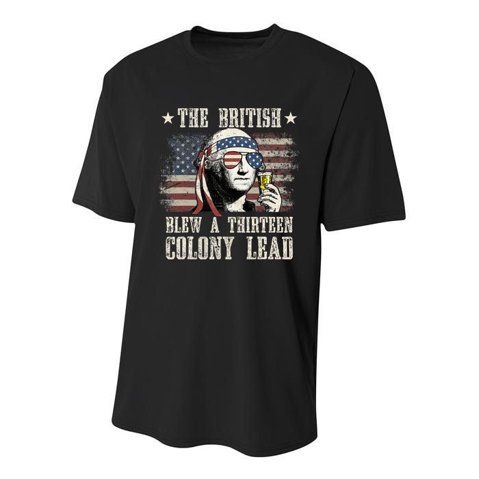 The British Blew A 13 Colony Lead 4th Of July Us Flag Youth Performance Sprint T-Shirt