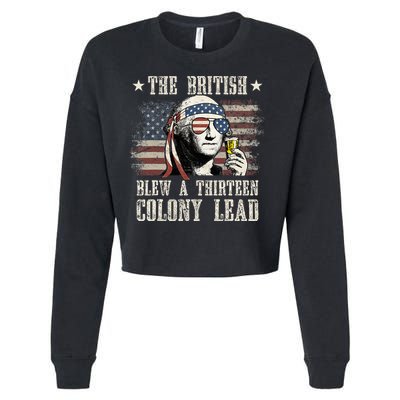 The British Blew A 13 Colony Lead 4th Of July Us Flag Cropped Pullover Crew