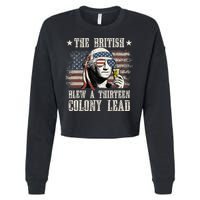 The British Blew A 13 Colony Lead 4th Of July Us Flag Cropped Pullover Crew