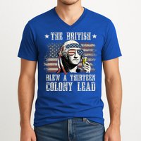 The British Blew A 13 Colony Lead 4th Of July Us Flag V-Neck T-Shirt