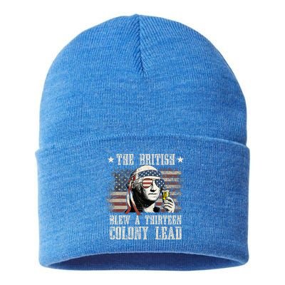 The British Blew A 13 Colony Lead 4th Of July Us Flag Sustainable Knit Beanie