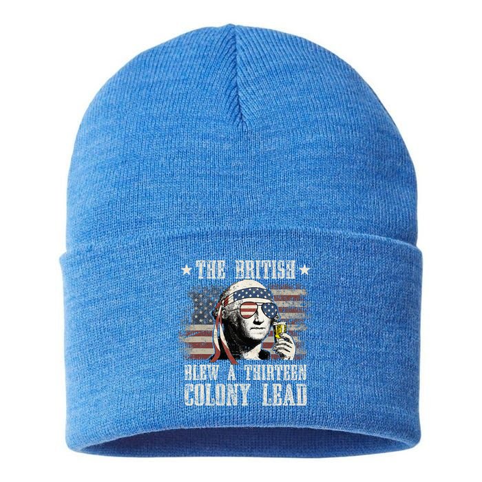 The British Blew A 13 Colony Lead 4th Of July Us Flag Sustainable Knit Beanie