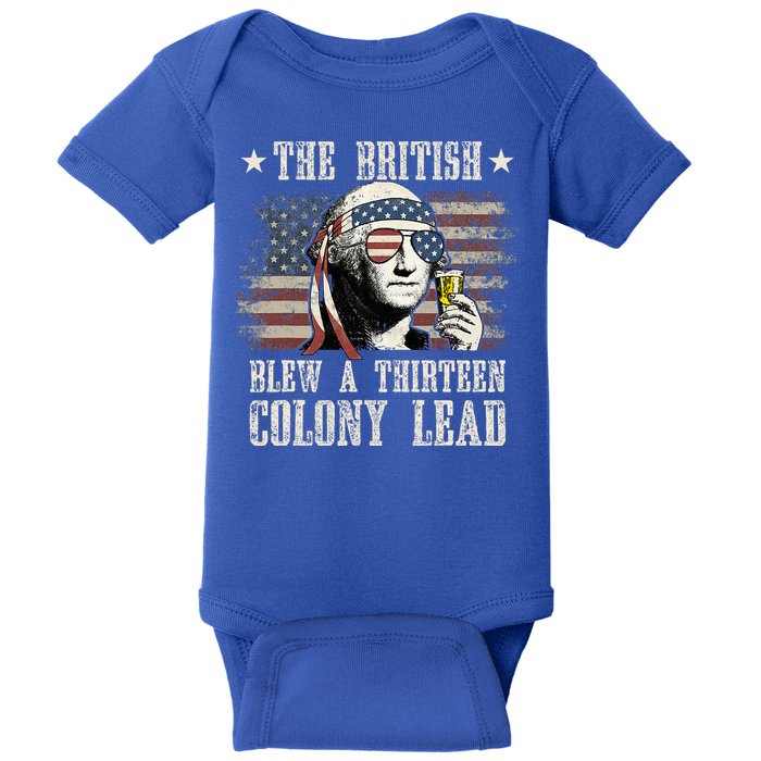 The British Blew A 13 Colony Lead 4th Of July Us Flag Baby Bodysuit