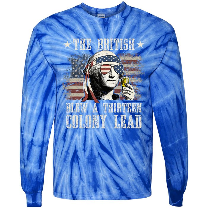 The British Blew A 13 Colony Lead 4th Of July Us Flag Tie-Dye Long Sleeve Shirt