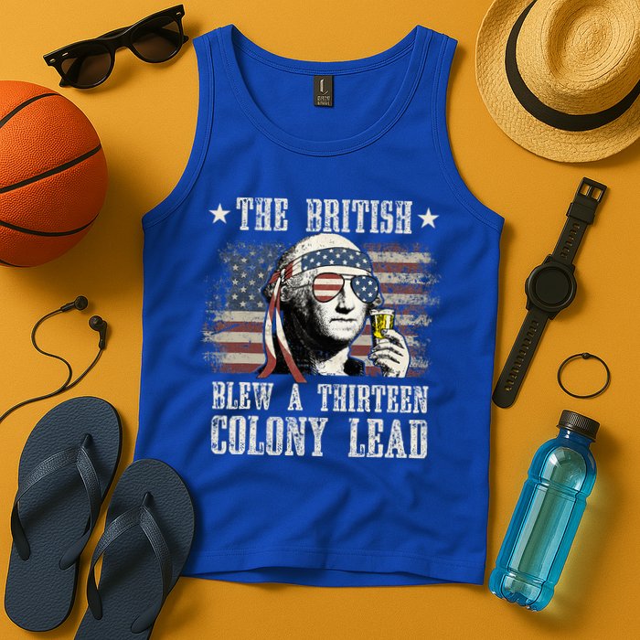 The British Blew A 13 Colony Lead 4th Of July Us Flag Tank Top