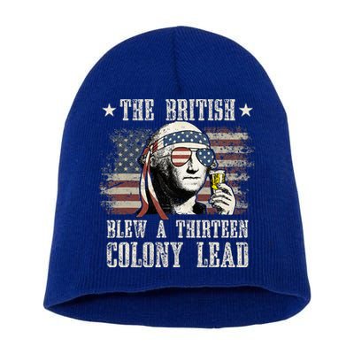 The British Blew A 13 Colony Lead 4th Of July Us Flag Short Acrylic Beanie
