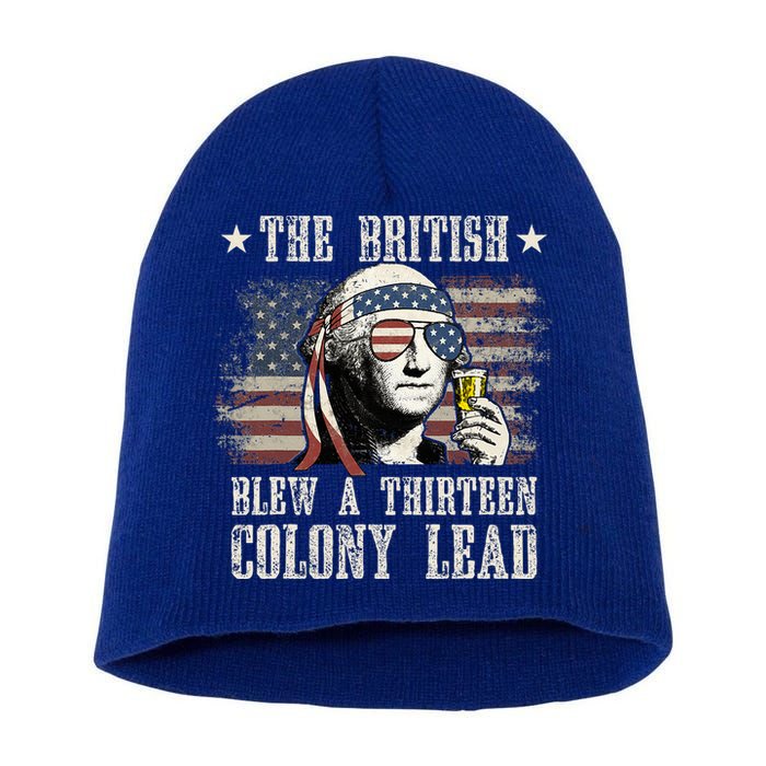 The British Blew A 13 Colony Lead 4th Of July Us Flag Short Acrylic Beanie