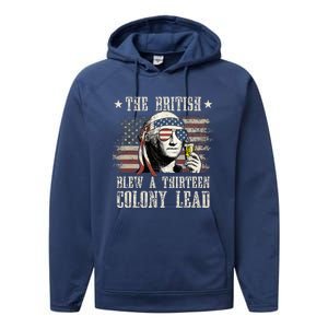 The British Blew A 13 Colony Lead 4th Of July Us Flag Performance Fleece Hoodie