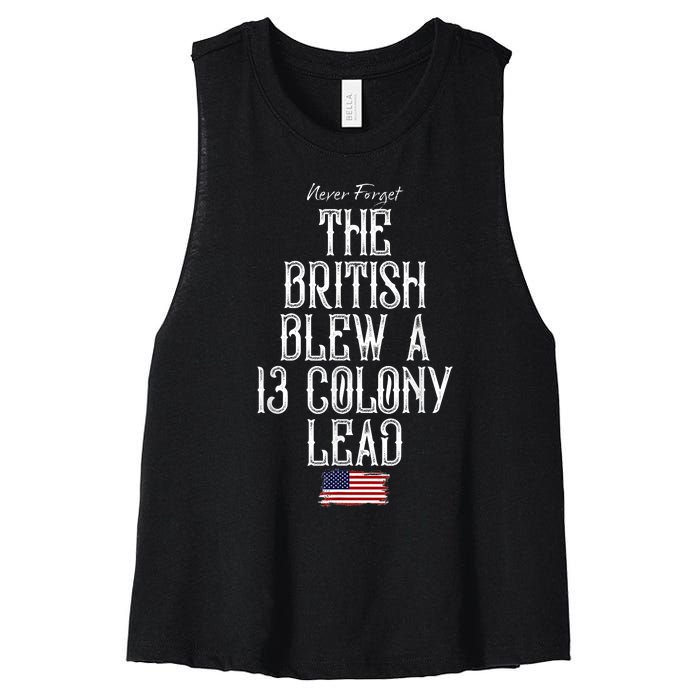 The British Blew A 13 Colony Lead Funny 4th Of July Funny Women's Racerback Cropped Tank