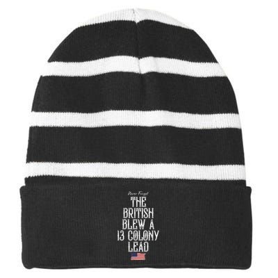 The British Blew A 13 Colony Lead Funny 4th Of July Funny Striped Beanie with Solid Band