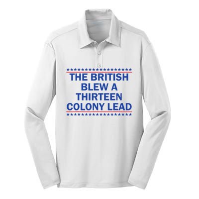 The British Blew A 13 Colony Lead Funny 4th Of July Funny Silk Touch Performance Long Sleeve Polo