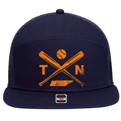 Tennessee Baseball Bats & Ball Classic Baseball Player 7 Panel Mesh Trucker Snapback Hat