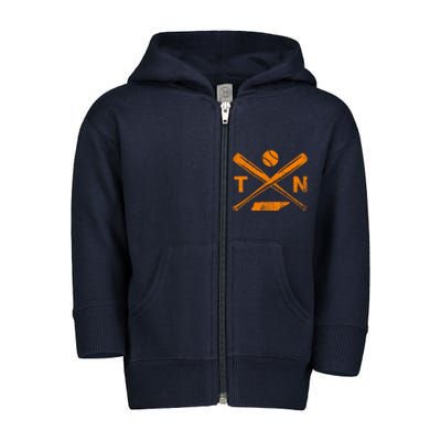 Tennessee Baseball Bats & Ball Classic Baseball Player Toddler Zip Fleece Hoodie