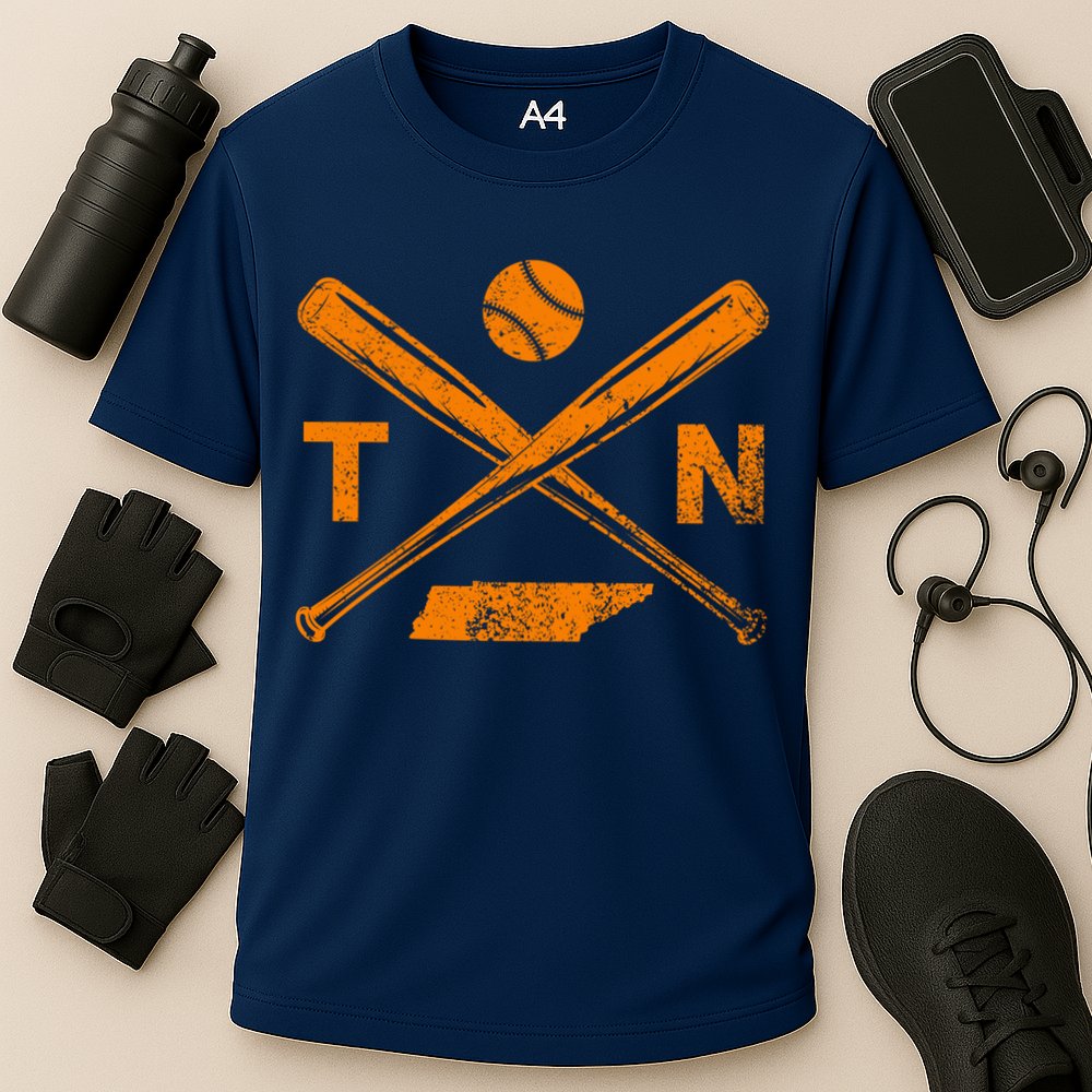 Tennessee Baseball Bats & Ball Classic Baseball Player Cooling Performance Crew T-Shirt