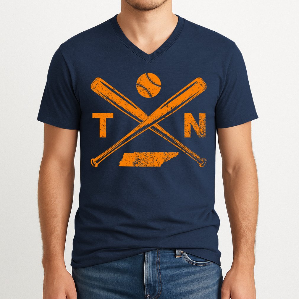 Tennessee Baseball Bats & Ball Classic Baseball Player V-Neck T-Shirt