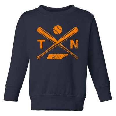 Tennessee Baseball Bats & Ball Classic Baseball Player Toddler Sweatshirt