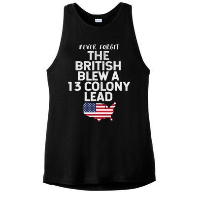 The British Blew A Thirteen Colony Lead Funny 4th Of July Ladies PosiCharge Tri-Blend Wicking Tank