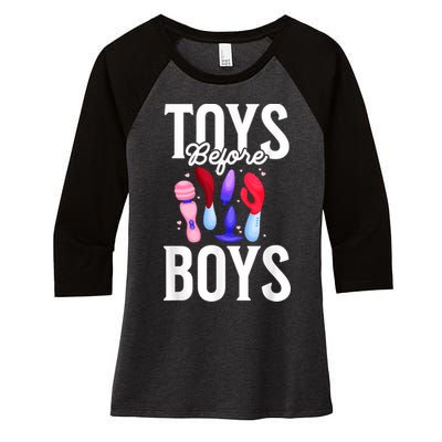 Toys Before Boy Funny Adult Humor Women Embarrassing Women's Tri-Blend 3/4-Sleeve Raglan Shirt