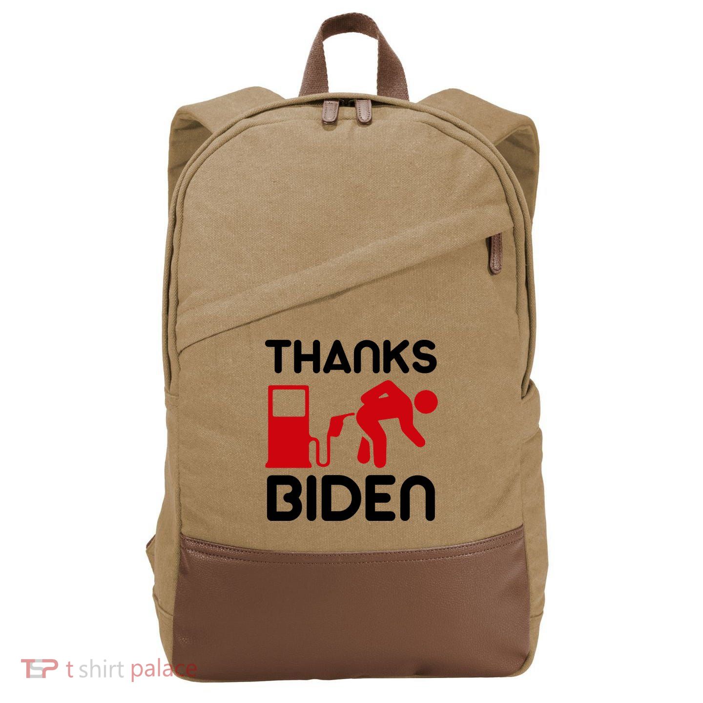 Thanks Biden Bend Over Gas Pump Prices Funny Cotton Canvas Backpack