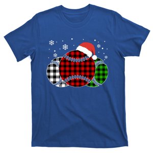 Three Baseball Buffalo Plaid Christmas Pajama Ugly Xmas Gift T-Shirt