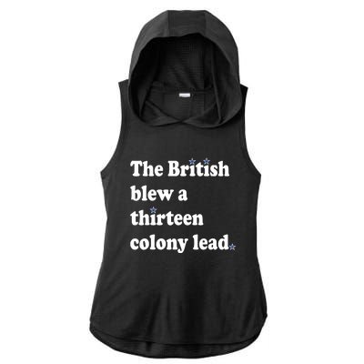 The British Blew A Thirteen Colony Lead Ladies PosiCharge Tri-Blend Wicking Draft Hoodie Tank