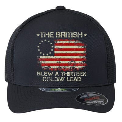 The British Blew A 13 Colony Lead 4th Of July Us Flag Flexfit Unipanel Trucker Cap