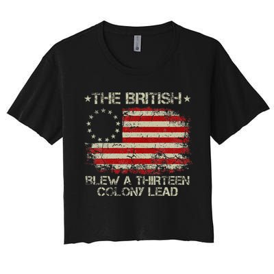 The British Blew A 13 Colony Lead 4th Of July Us Flag Crop Top