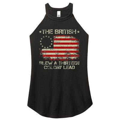 The British Blew A 13 Colony Lead 4th Of July Us Flag Women's Perfect Tri Rocker Tank