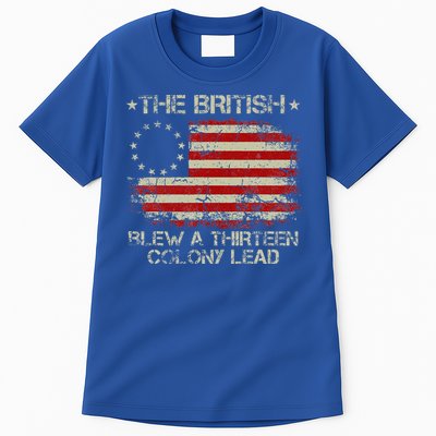 The British Blew A 13 Colony Lead 4th Of July Us Flag Tall T-Shirt