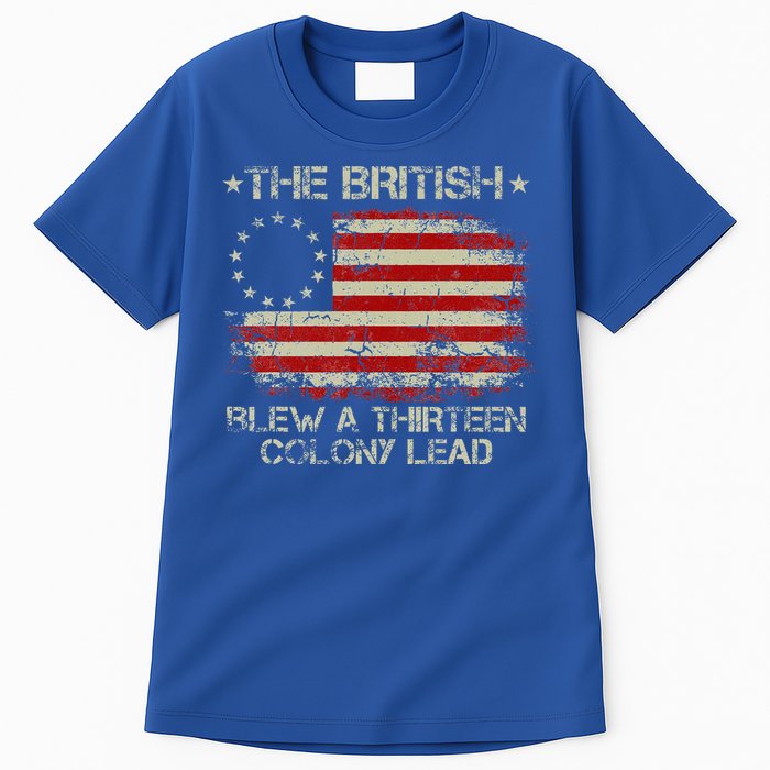 The British Blew A 13 Colony Lead 4th Of July Us Flag Tall T-Shirt