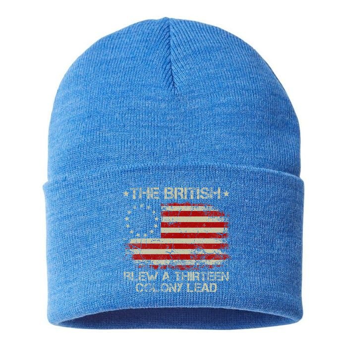 The British Blew A 13 Colony Lead 4th Of July Us Flag Sustainable Knit Beanie