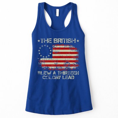 The British Blew A 13 Colony Lead 4th Of July Us Flag Womens Tank Top