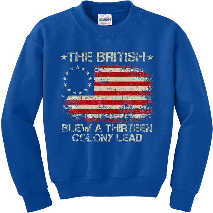The British Blew A 13 Colony Lead 4th Of July Us Flag Kids Sweatshirt