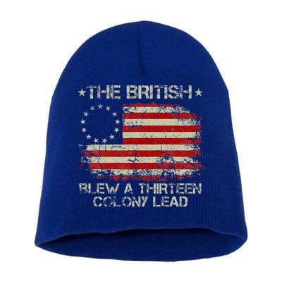 The British Blew A 13 Colony Lead 4th Of July Us Flag Short Acrylic Beanie