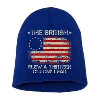 The British Blew A 13 Colony Lead 4th Of July Us Flag Short Acrylic Beanie