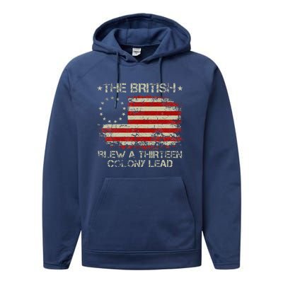 The British Blew A 13 Colony Lead 4th Of July Us Flag Performance Fleece Hoodie