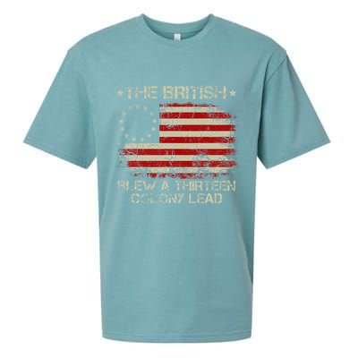 The British Blew A 13 Colony Lead 4th Of July Us Flag Sueded Cloud Jersey T-Shirt