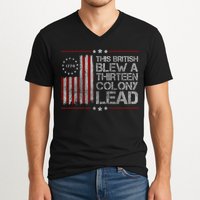 The British Blew A 13 Colony Lead Funny V-Neck T-Shirt