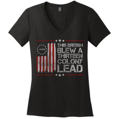The British Blew A 13 Colony Lead Funny Women's V-Neck T-Shirt