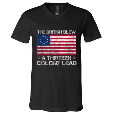 The British Blew A 13 Colony Lead A Thirteen Colony Lead V-Neck T-Shirt