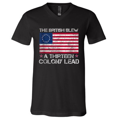 The British Blew A 13 Colony Lead A Thirteen Colony Lead V-Neck T-Shirt