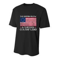 The British Blew A 13 Colony Lead A Thirteen Colony Lead Youth Performance Sprint T-Shirt