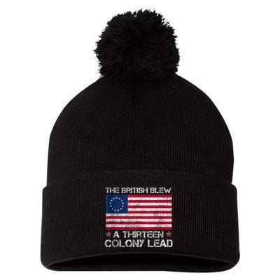 The British Blew A 13 Colony Lead A Thirteen Colony Lead Pom Pom 12in Knit Beanie