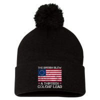 The British Blew A 13 Colony Lead A Thirteen Colony Lead Pom Pom 12in Knit Beanie