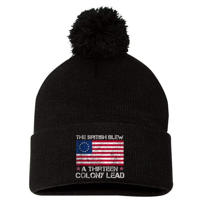 The British Blew A 13 Colony Lead A Thirteen Colony Lead Pom Pom 12in Knit Beanie