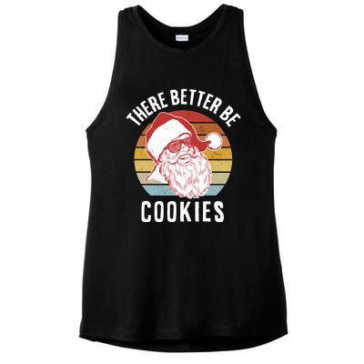 There Better Be Cookies Gift Retro Hipster Funny Santa Gift Ladies PosiCharge Tri-Blend Wicking Tank