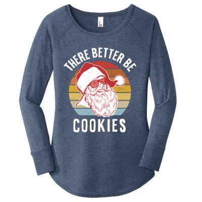 There Better Be Cookies Gift Retro Hipster Funny Santa Gift Women's Perfect Tri Tunic Long Sleeve Shirt