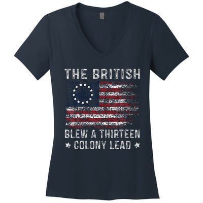 The British Blew A 13 Colony Lead Women's V-Neck T-Shirt